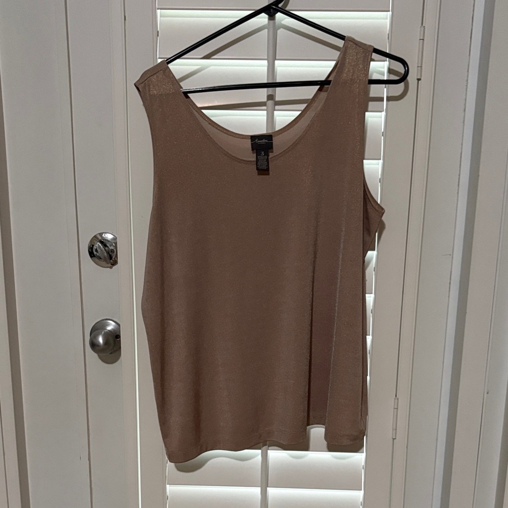 Chico’s Travelers Elegant Shimmer Walnut Sleeveless Top